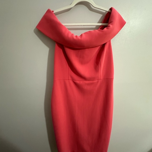 Calvin Klein Coral Pink off the shoulder dress - Picture 4 of 8